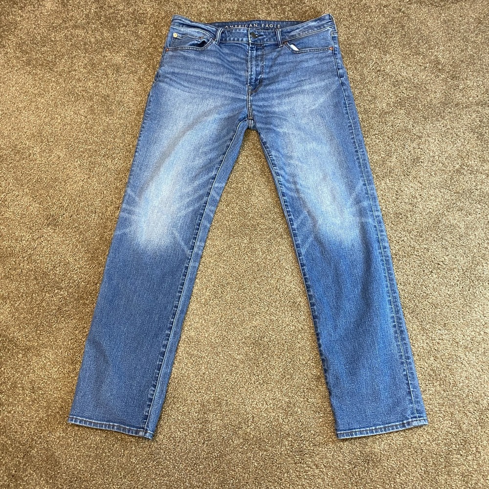 American Eagle Outfitters Airflex Straight Jeans Mens 36x32 Blue Mid Rise